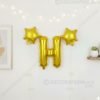 Golden foil balloon combo featuring letter 'H' (16 inch) and two star-shaped balloons (9 inch) for party decoration