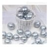 Glossy silver metallic latex balloons floating in a stylish party setup with elegant lighting and décor.