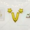 Golden foil balloon combo featuring letter 'V' (16 inch) and two star-shaped balloons (9 inch) for party decoration