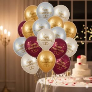 Colorful anniversary balloons with stars