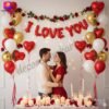 DECORATIONkart I LOVE YOU Red Foil Balloons Banner in metallic red for Valentine’s Day, anniversary, proposal, wedding, and romantic celebration décor