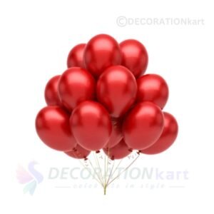 "Metallic Red Balloons – High-Quality Party Decoration for Birthdays, Weddings & Anniversaries | 50 Pcs Pack | DecorationKart"