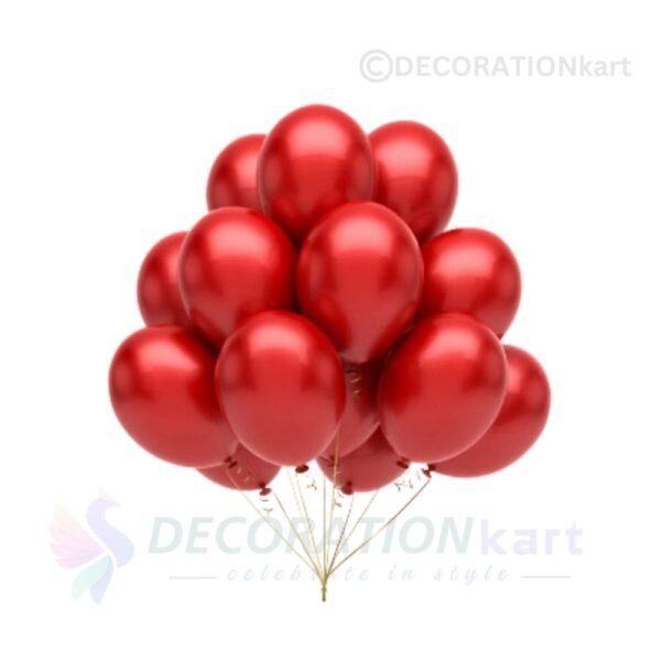 "Metallic Red Balloons – High-Quality Party Decoration for Birthdays, Weddings & Anniversaries | 50 Pcs Pack | DecorationKart"