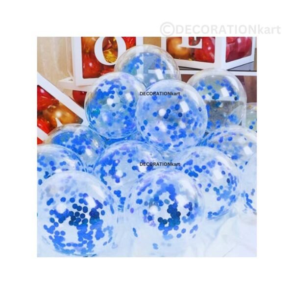 Blue Confetti Balloons – Premium Transparent Latex Balloons