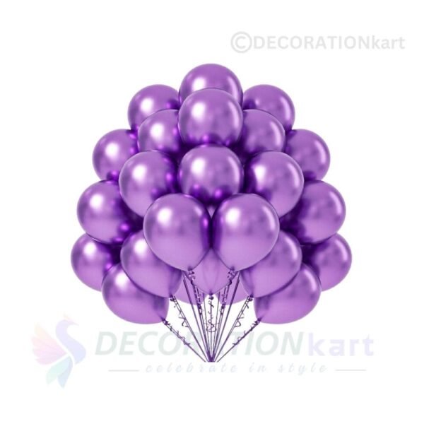 "Metallic Purple Balloons for Birthday, Anniversary & Party Decorations – High-Quality Rubber Balloons from DecorationKart"