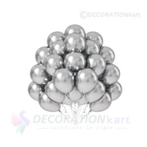 "Metallic Silver Balloons - Pack of 50 for Birthday, Anniversary, and Party Decorations | DecorationKart"