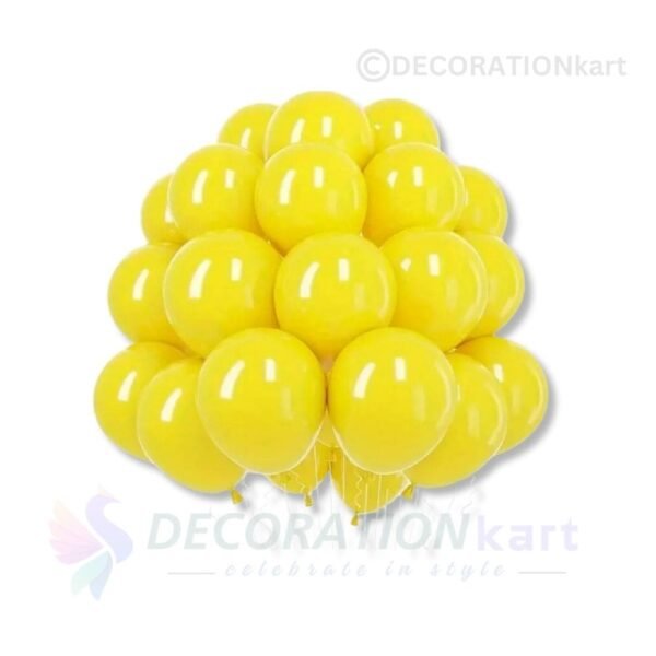 "Metallic Yellow Balloons - Perfect for Birthday, Anniversary, and Party Decorations | 50pcs Pack | Buy Online from DecorationKart"