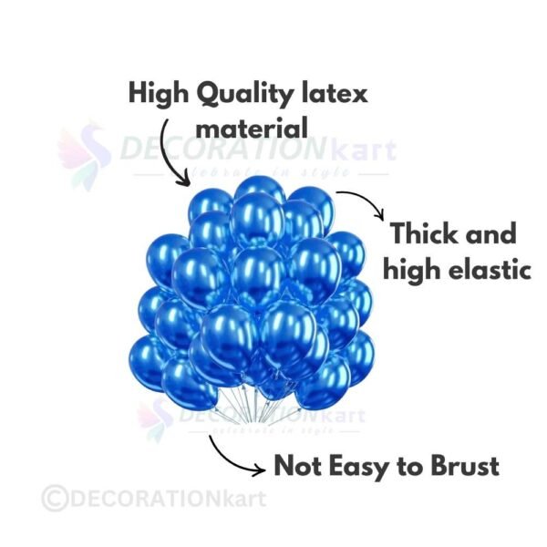 "Metallic blue balloons for birthdays, weddings, and party decorations – High-quality rubber balloons from DecorationKart."