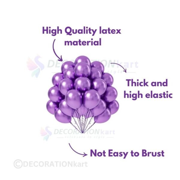 "Metallic Purple Balloons for Birthday, Anniversary & Party Decorations – High-Quality Rubber Balloons from DecorationKart"