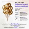 "Metallic golden balloons for party decorations – perfect for birthdays, weddings, and anniversaries. High-quality rubber balloons available at DecorationKart.