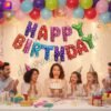 DECORATIONkart HAPPY BIRTHDAY Multicolor Foil Balloons Banner in vibrant metallic colors for kids’ birthday, adult birthday, surprise party, and festive celebration décor