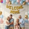 DECORATIONkart WELCOME HOME Golden Foil Balloons Banner in metallic gold for homecoming, housewarming, family reunion, and welcome party decoration