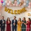 DECORATIONkart WELCOME Golden Foil Balloons Banner in metallic gold for welcome party, inauguration, housewarming, and festive celebration décor