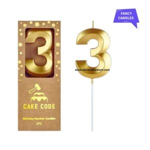 Number 3 birthday candle for cake, ideal for kids party decoration