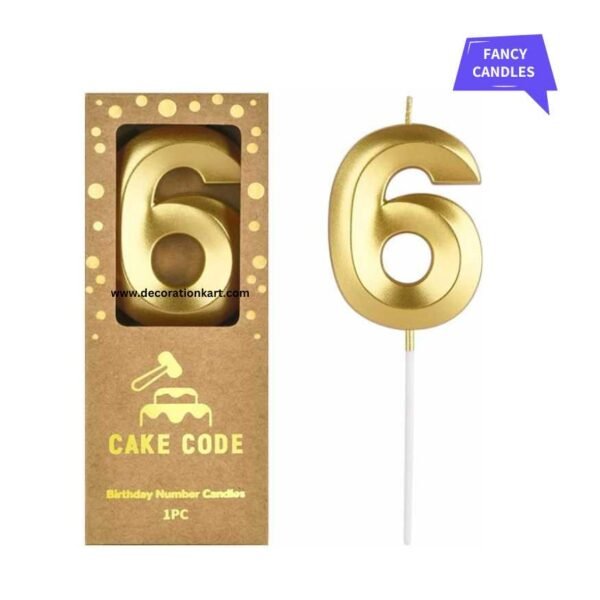 Number 6 birthday candle for cake, ideal for kids party decoration