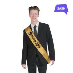 Golden Birthday Boy Sash – Satin Party Accessory for Kids